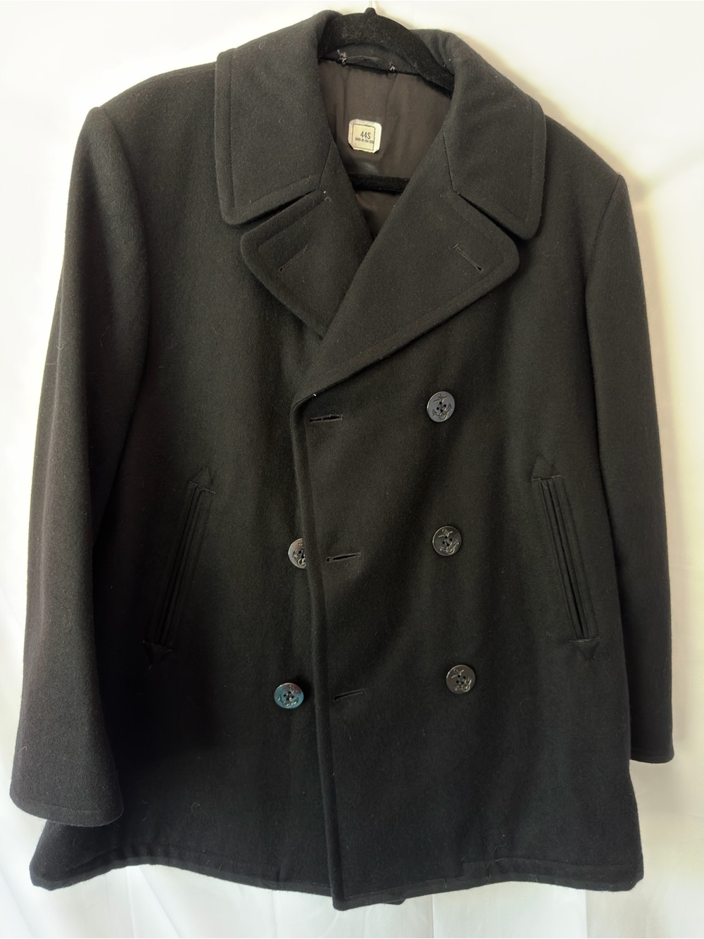 Vintage US Navy Enlisted Black Wool Peacoat